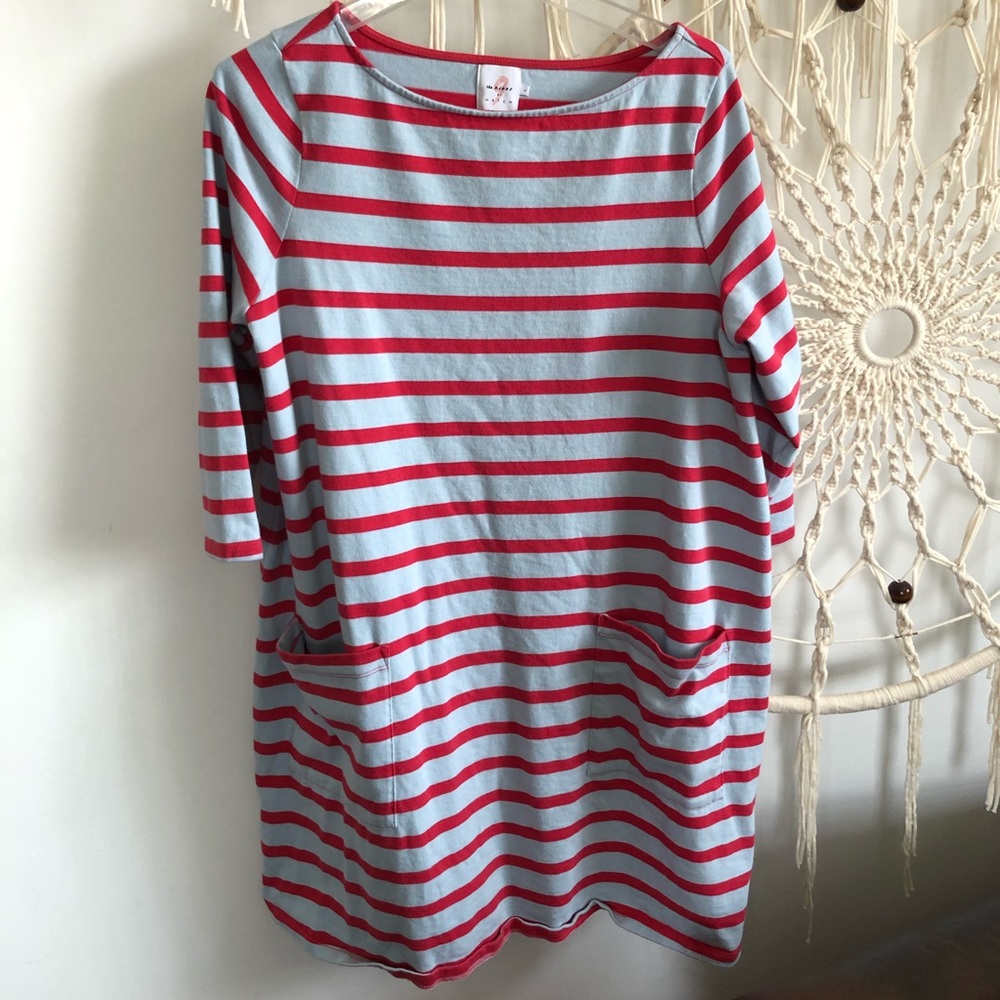The Nines Hatch blue red striped dress L maternity